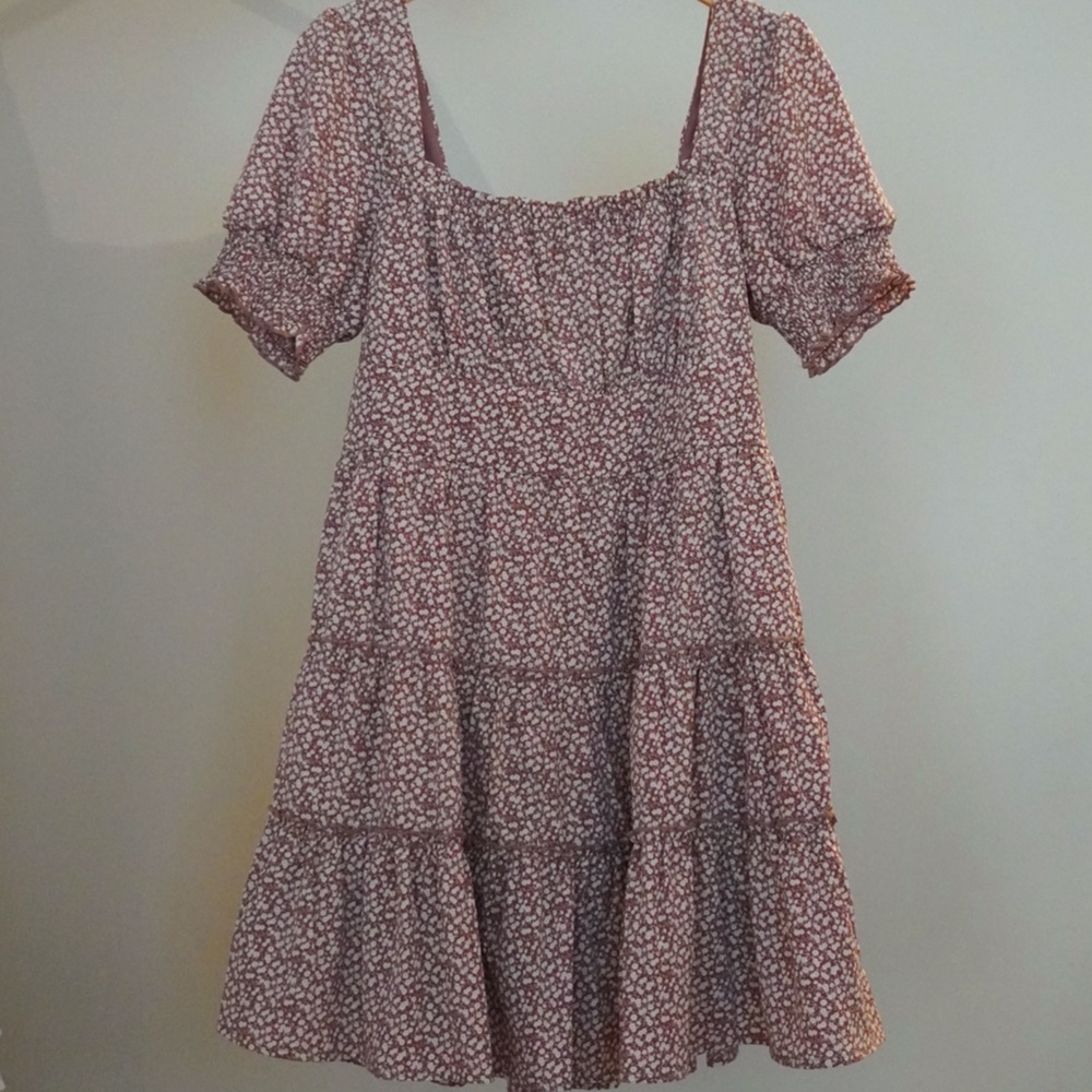 Altar’d State Floral Puff Sleeve Mini Dress - Size Large